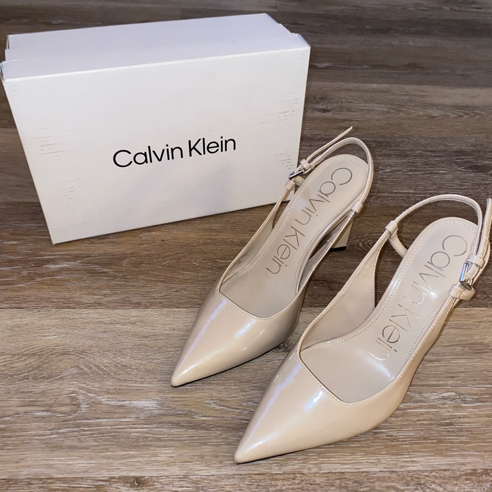 Calvin Klein Amaria Ivory Nude Heels Size 8 m